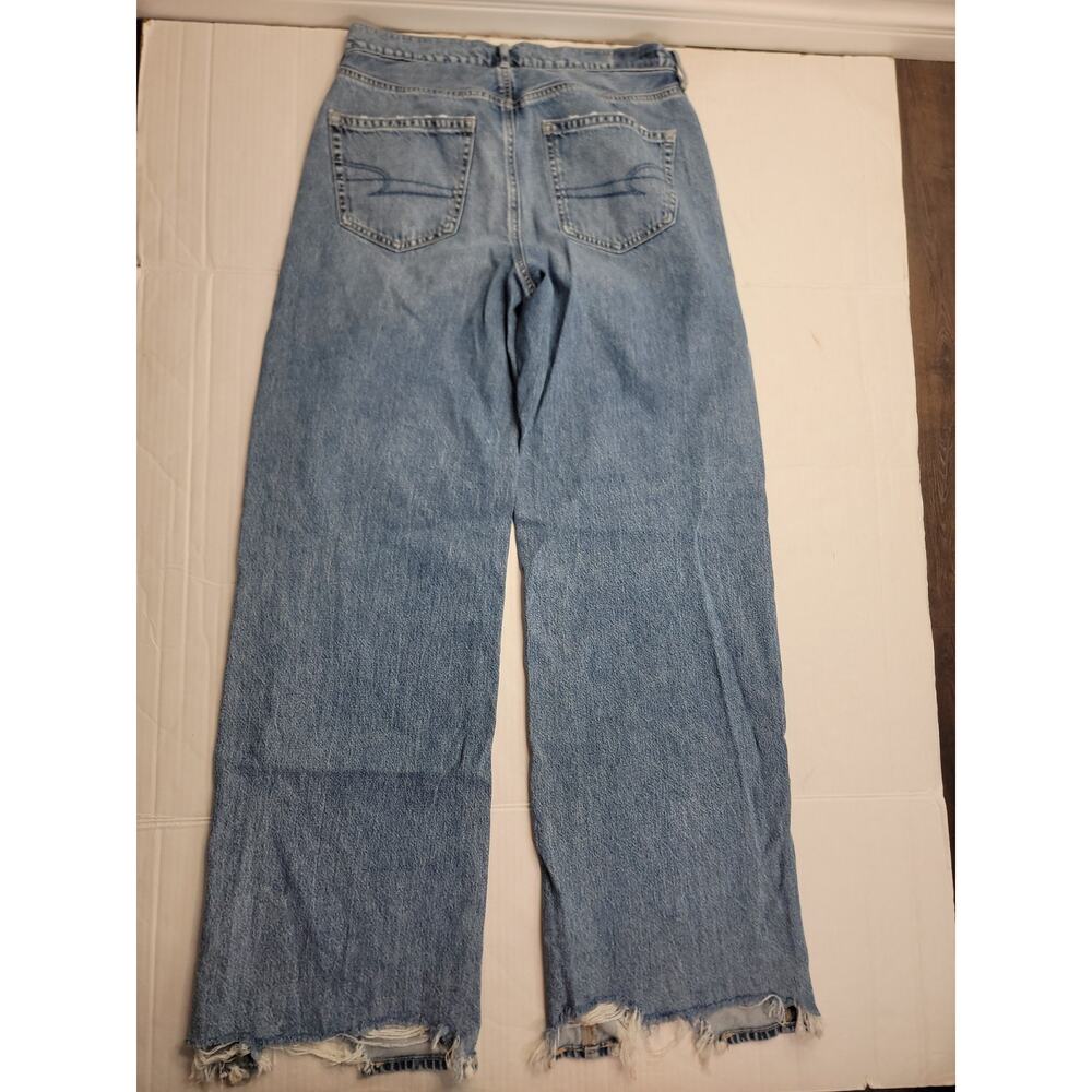 AMERICAN EAGLE Jeans Womens Sz 8 Xtra Long Super High Rise Baggy Wide Leg Drapey - Picture 9 of 10